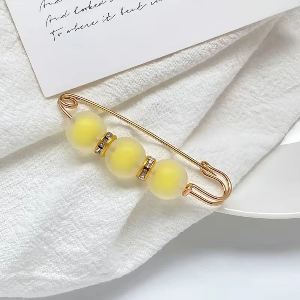 Vintage Acrylic Detachable Metal Pins U-Shape Geometric Sewing-Free Buckles for Jeans Frosted Bead Korean Style Brooch Weddings