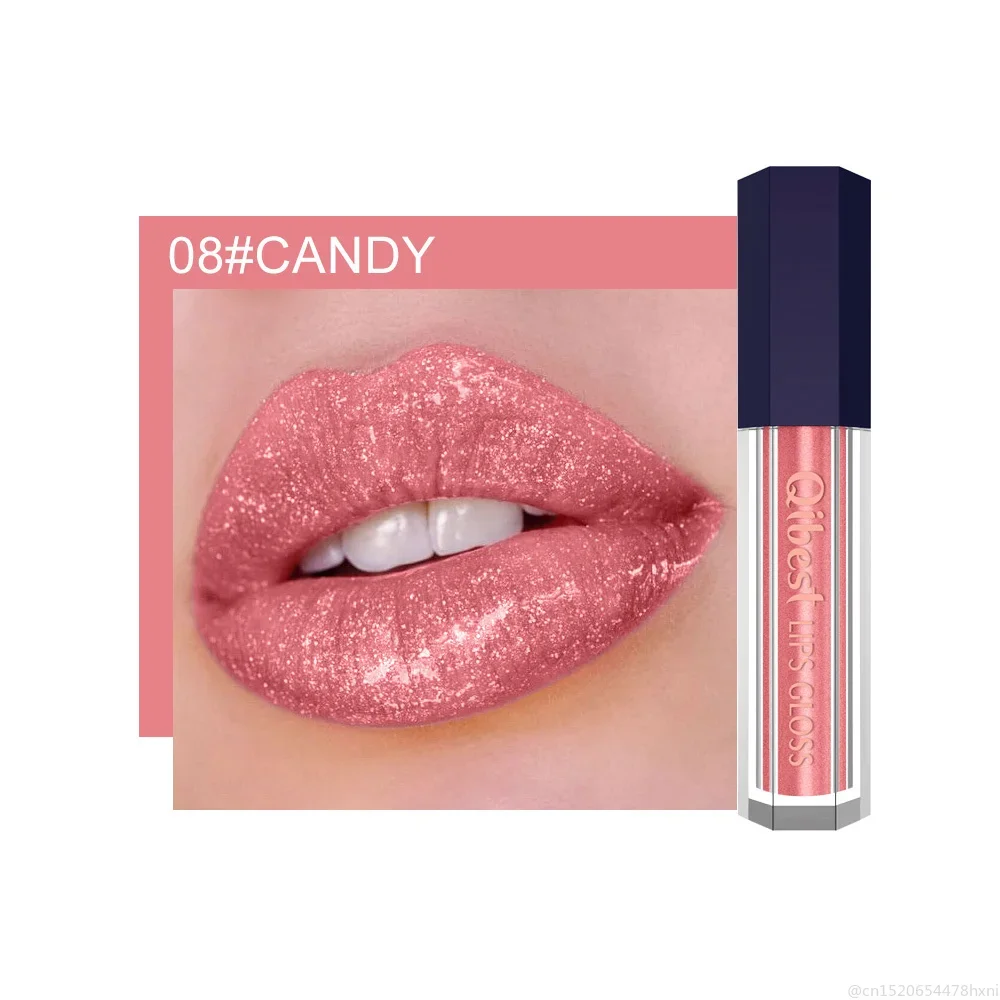 Heallor QIBest 12 Colors Lipstick Shimmer Shiny Glitter Lipgloss Lasting Metal Mirror Lipstick Batom Lip Tint Makeup Maquiagem T