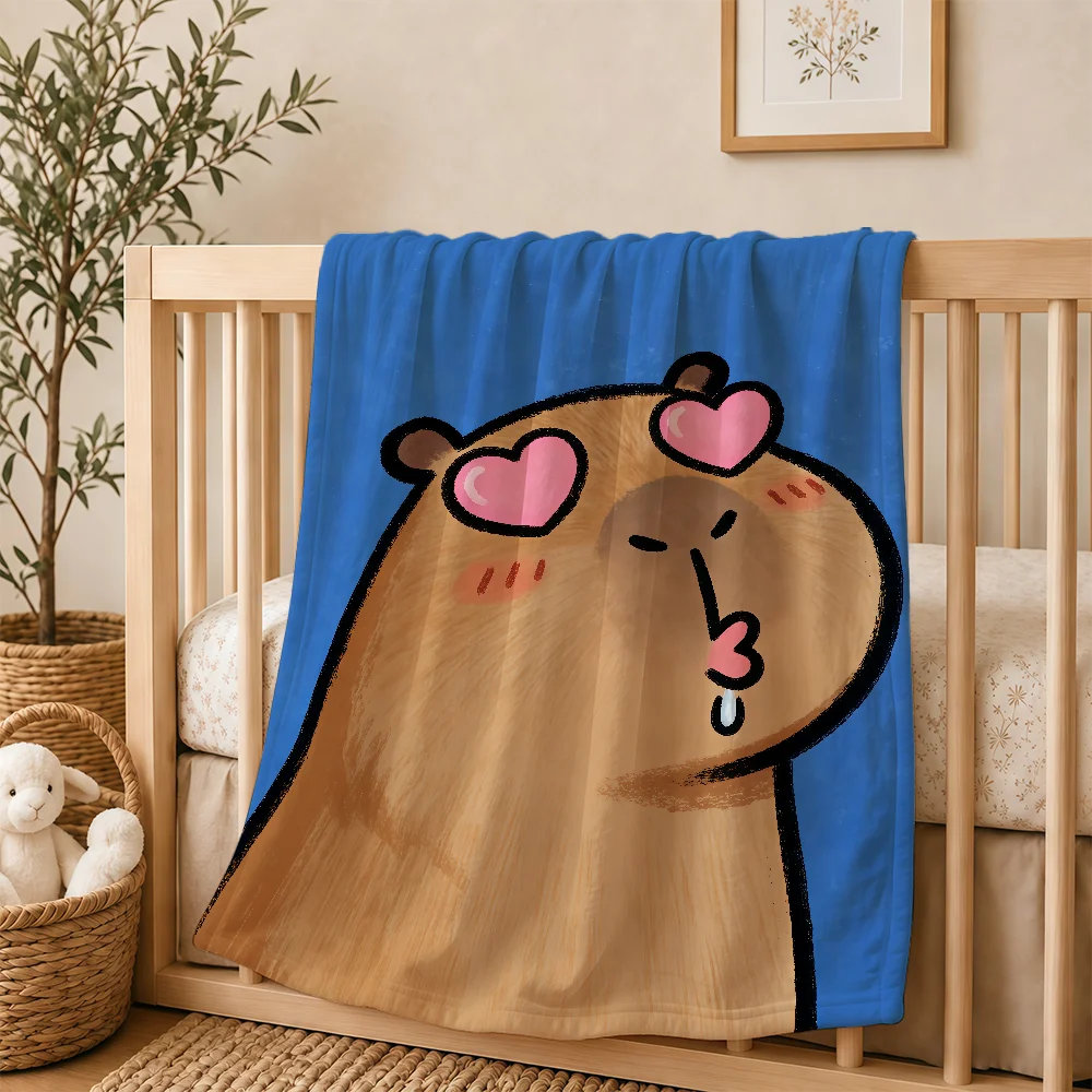 Cartoon Cute C-Capybara Blanket For Soft Warm Knee For Bedroom Living Room Bed Sofa Camping Picnic Office Gift