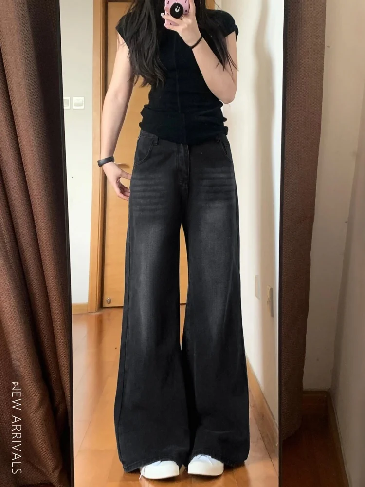 

Женские джинсы больших размеров с флисовой подкладкой, широкие, с высокой талией, прямого кроя, повседневные, расклешенные, для фигуры типа «груша», стройнящие