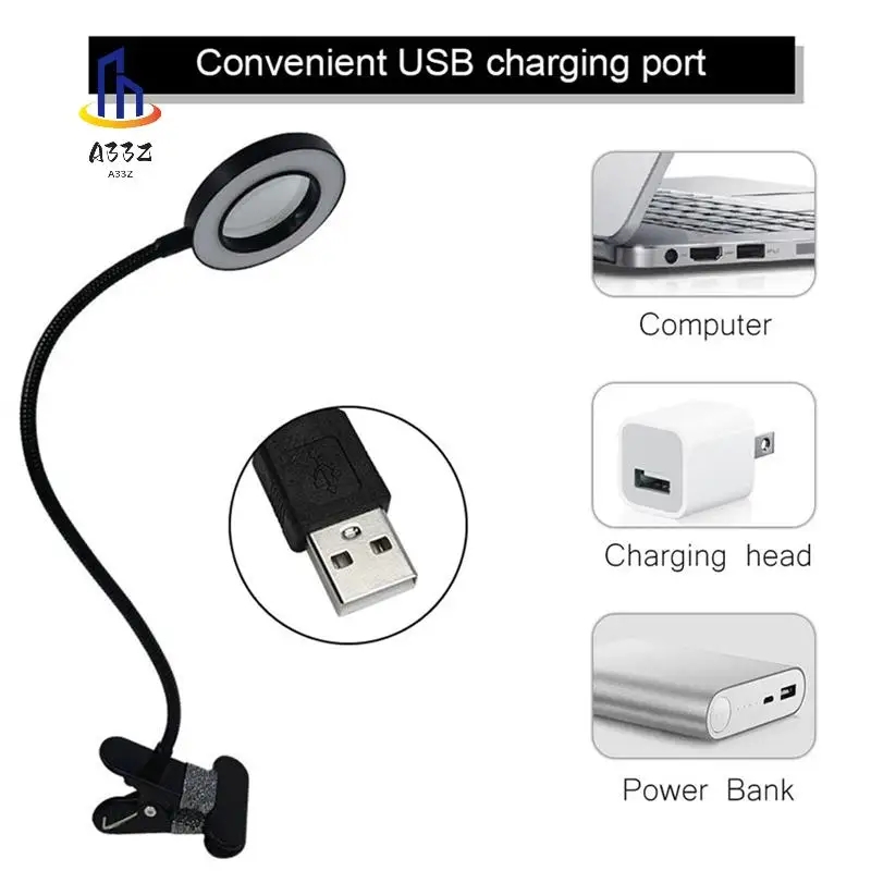 

A33Z-Clip-Type Led Magnifying Glass Nail Beauty Light USB Cold Light Led Non-Slip Equipment Clamp Glass Portable Desk Lamp