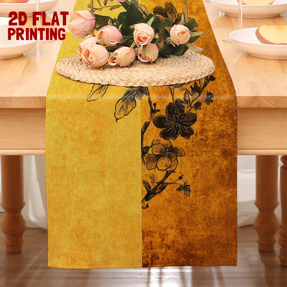 1 Piece of Gilded Deep Shadow Floral Pattern Table Runner, Suitable for Farmhouse, Indoor, Kitchen, Celebrations, Table Decoration, Restaurant, and Banquet Decoration Supplies