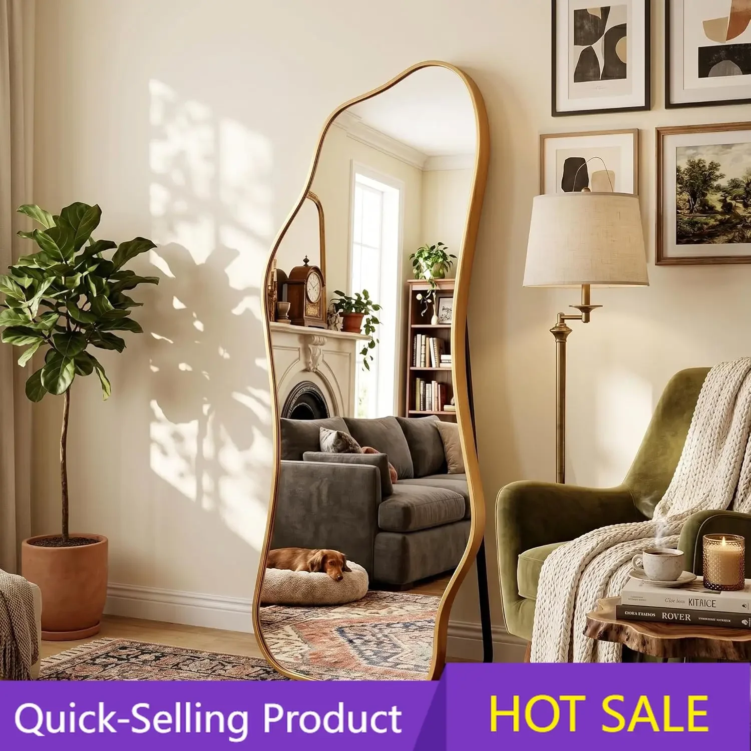 Mirror Full Length - Irregular Full Body Mirror Standing or Leaning or Wall Hanging 62.2