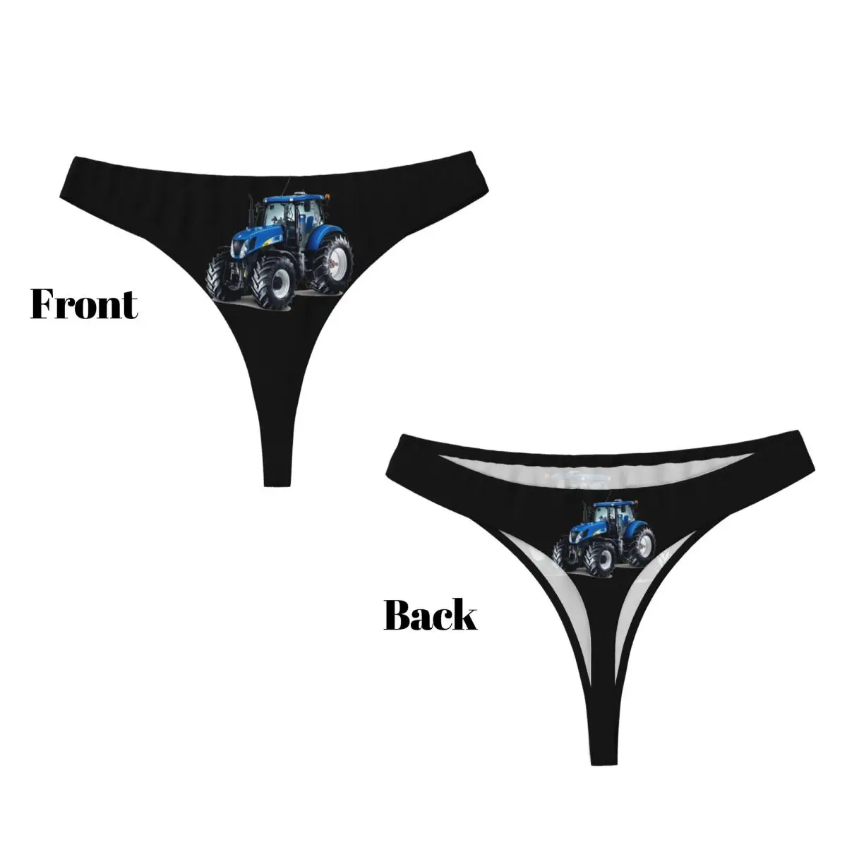 Custom Blue Tractor G-string Thong for Women Comfort Stretch Heavy Machinery Panties Underwear