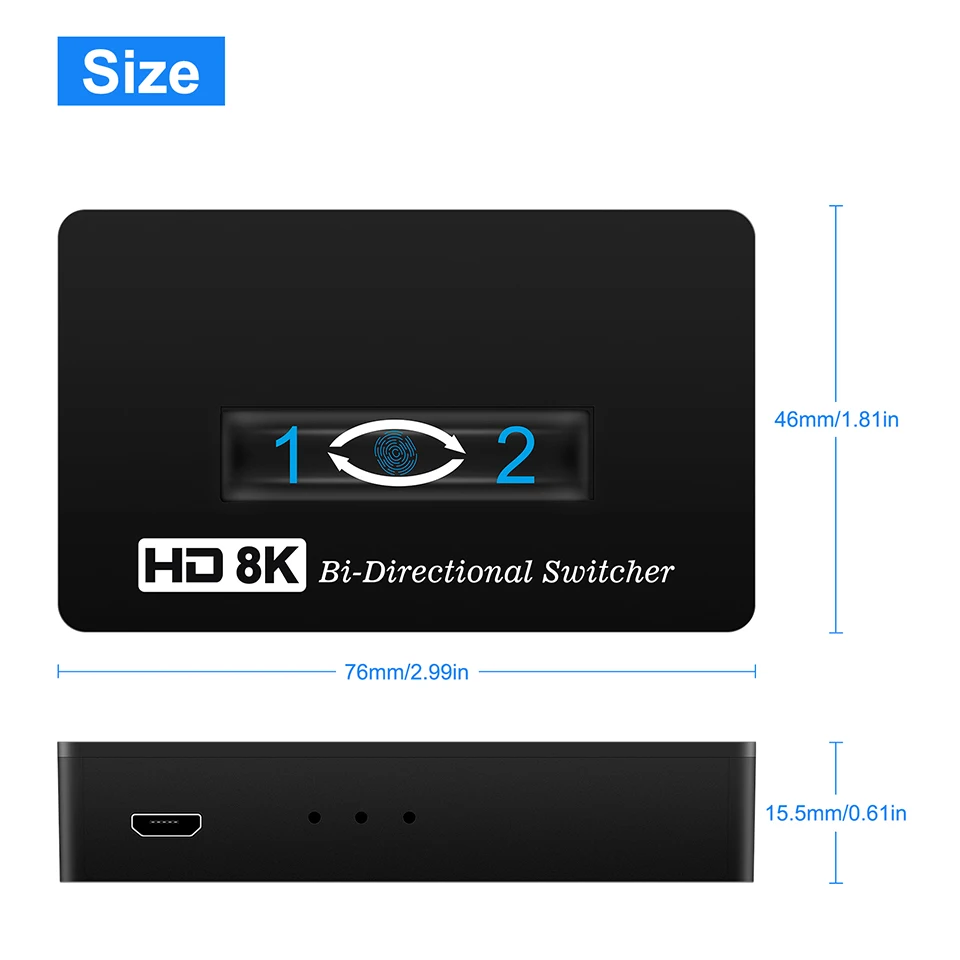 HDMI Switch 2 Ports Bi-directional 1x2 / 2x1 HDMI Switcher Splitter Supports HD 4K 1080P 3D HDR HDCP for PS4 Xbox HDTV