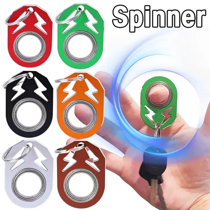 Fingertip Rotation Key Chains Decompression Spinner Stress Relief  Anti Anxiety Bearing Lightning Cool Trendy Hanging Key Rings