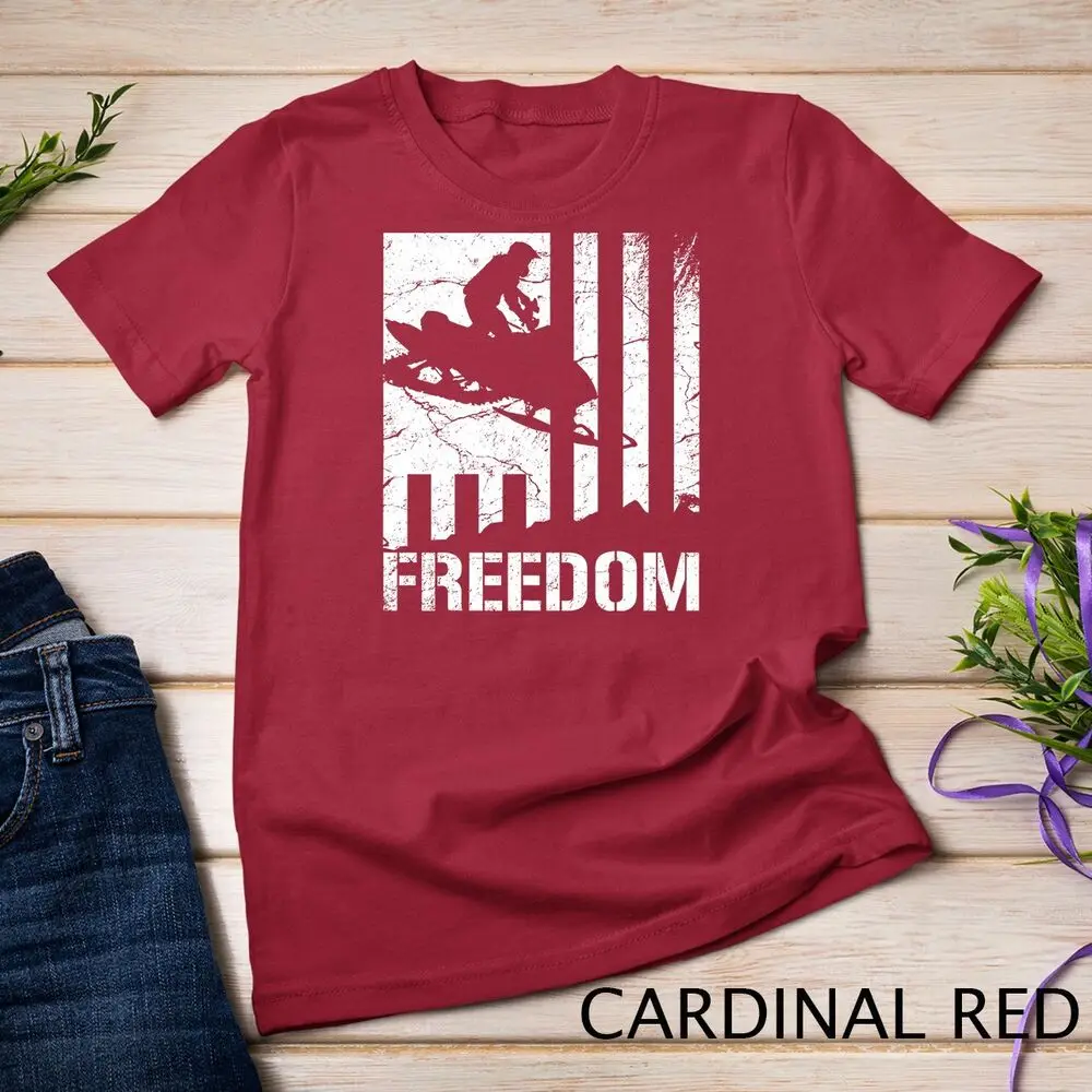 Snowmobile T Shirt Snowmobiling Freedom Flag Unisex T-shirt