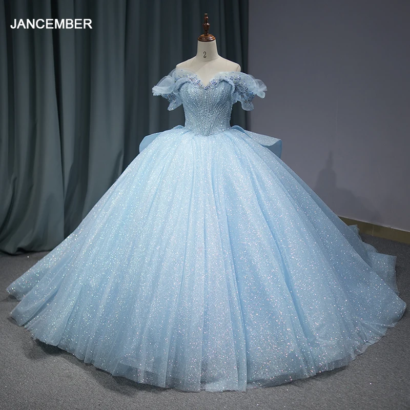 Vestidos de quinceañera azul claro para niñas, vestido de baile de tul con cuentas de encaje y escote en forma de corazón, fiesta de cumpleaños, dulce 16, vestidos de 15 años