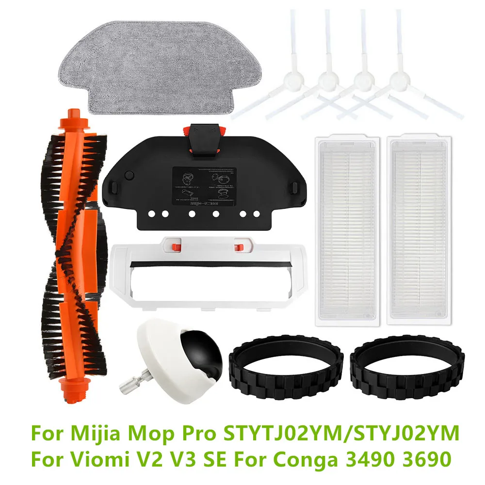 For Mijia Mop Pro STYTJ02YM/STYJ02YM Main Side Brush Hepa Filter Mop Cloth Holder For Viomi V2 V3 SE For Conga 3490 3690