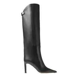 European and American Slim High Heeled Women's Boots Fashion Pointed Knee High Boots Sleeve Large Fashion Large Women's Boots