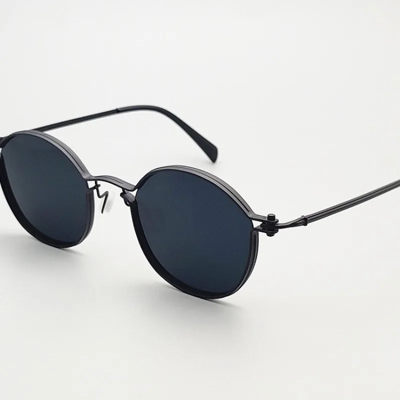Top Quality Vintage Round Women Outdoors Goggles Men Retro Titanium Sun Glasses UV400 Anti-ultraviolet Trendy Designer Sunglass