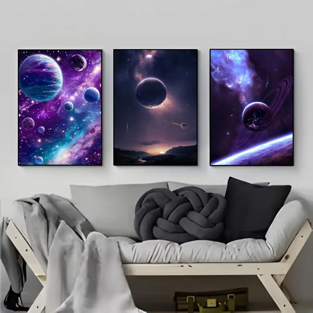 Cosmic Theme Planets and Universe Poster HD  Waterproof Wall Sticker Bar Living Room Decor Gift