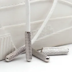 Weiou Lace Aglets 2.5CM*5MM Trendy String Ends for Sneaker Mesh Lines Texture Metal Silver Rope Tips Zapato Cordón Decoraciones