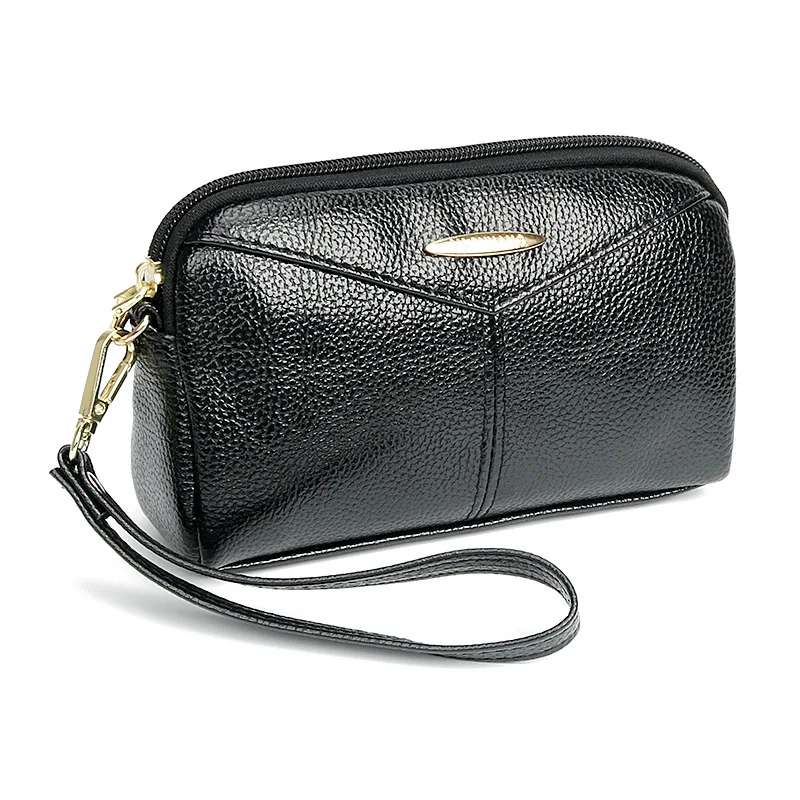 Fashion Zipper Wallets with Wristlet Strap Women's Long Purses Handbags Coin Purse Card Holder PU Leather Clutch Bag for Ladies