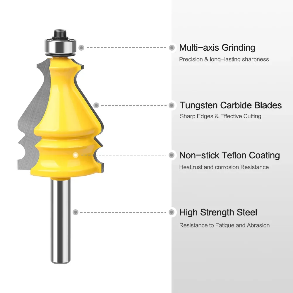 1Pcs 1/2 Inch Shank Architectural Molding Handrail Router Bit Casing Base CNC Line Woodworking Cutters Face Mill