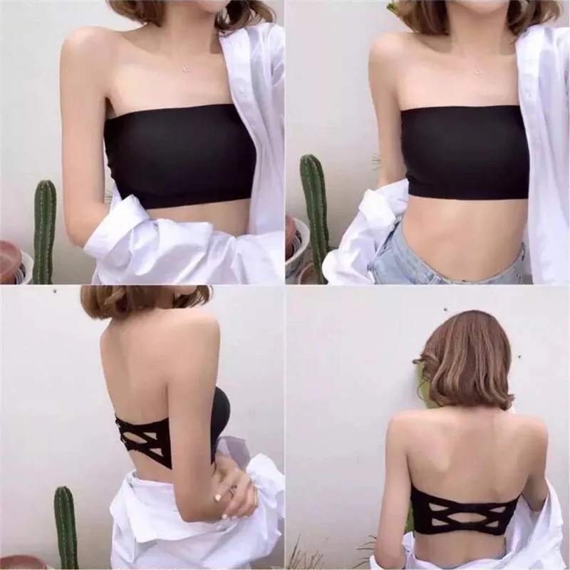 New Seamless Tube Tops Women Removable Pads Intimates Basic Black/White/Skin Womens Strapless Bra Bandeau Sexy Lingerie
