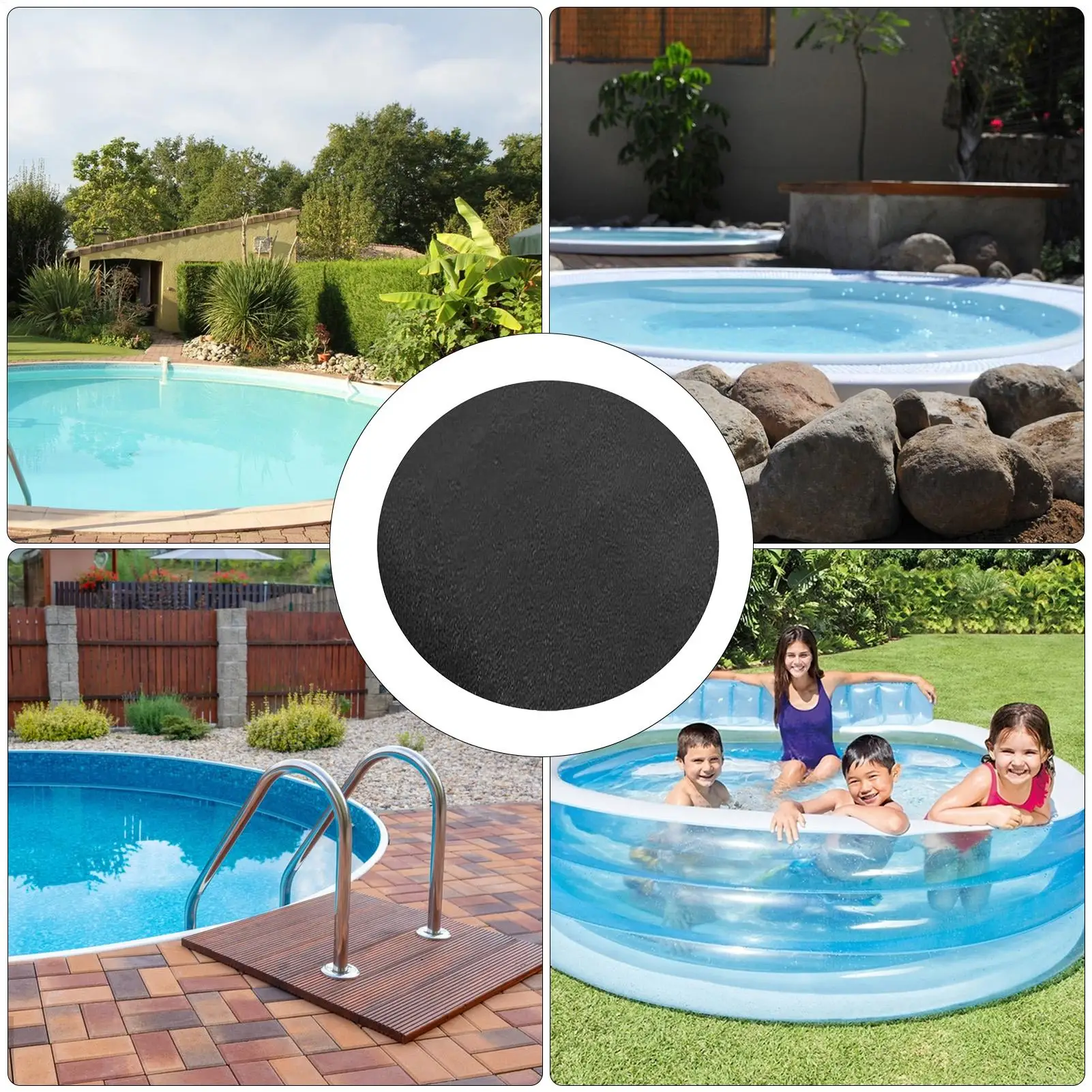 وسادة بطانة حمام السباحة المستديرة 12 قدم وسادة واقية لحمامات السباحة الأرضية في الأماكن المغلقة والخارجية تحت حمام السباحة حصيرة قماش القنب الثقيل للفيلا #3