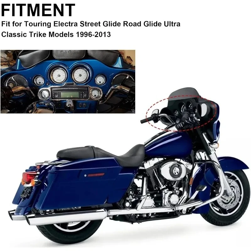 Motorcycle Stereo Accent Speedometer Speaker Trim Ring Set Instrument Panel Cover for Harley Touring Street Road Glide 1997-2013