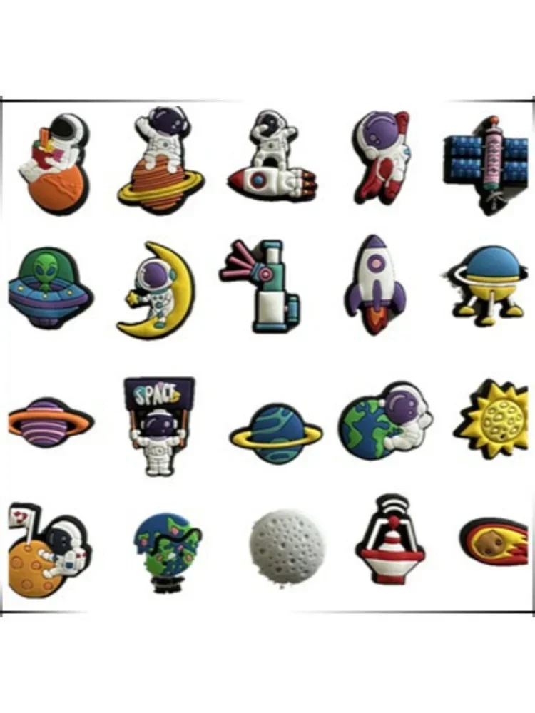 Coquette spatiale d'astronaute, boucle de chaussure en PVC, breloques, accessoires de décoration pour sandales, baskets, sabots, bracelet, cadeau scientifique pour enfants