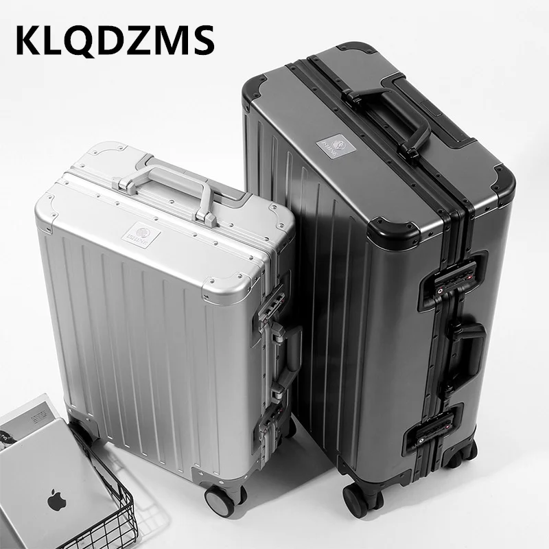 

Чехол для студенческого костюма KLQDZMS на колесиках, Большой Вместительный Чехол для багажа, 20/24/26/28 дюймов, с 100% алюминиевой рамкой и твердыми краями, унисекс