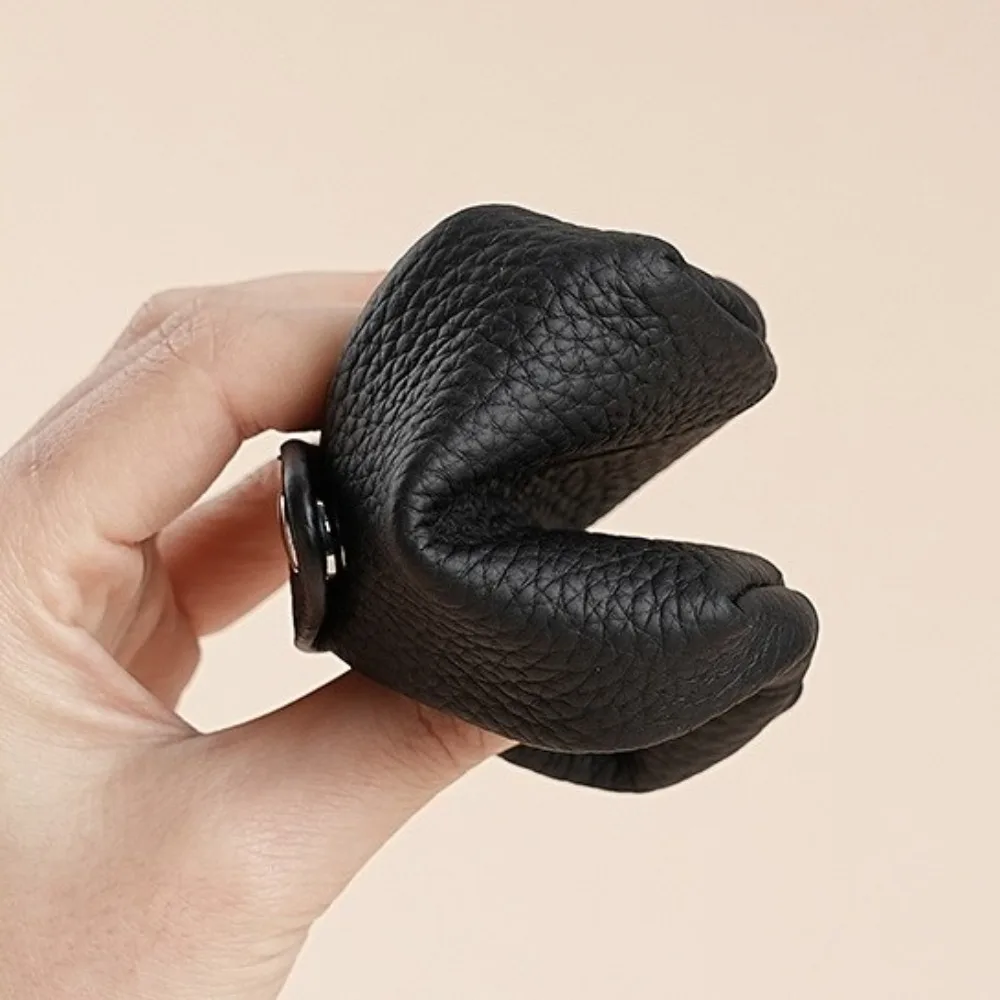 Solid Color Cowhide Coin Purse Korean Style Car Key Storage Coin Purse Mini Cosmetic Bag Multi-function Small Earphone Bag