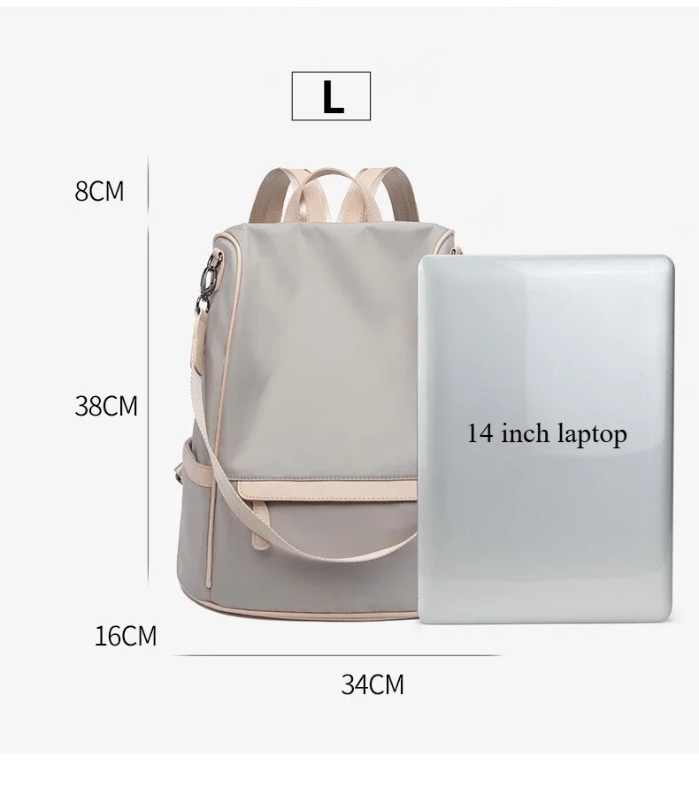 Mochila de nailon para mujer, bolsos de hombro a la moda, bolso de viaje impermeable de gran capacidad, mochila escolar