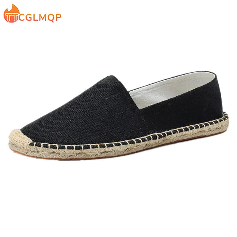 2022 Summer New Men\'s Linen Casual Shoes Handmade Weaving Fisherman Shoes Fashion Casual Flat Espadrilles Driving Shoes Big Size