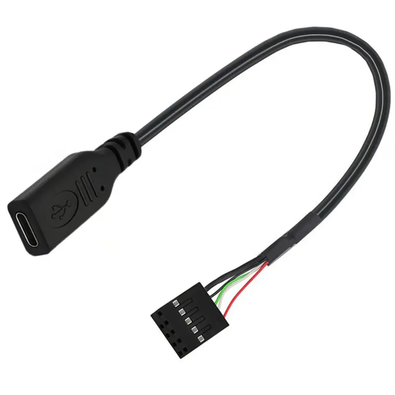 20cm Type-C Female with Ear Screw Hole to Motherboard 9-Pin Front Pin Adapter Cable, Chassis Front Panel Cable Can Be Fixed