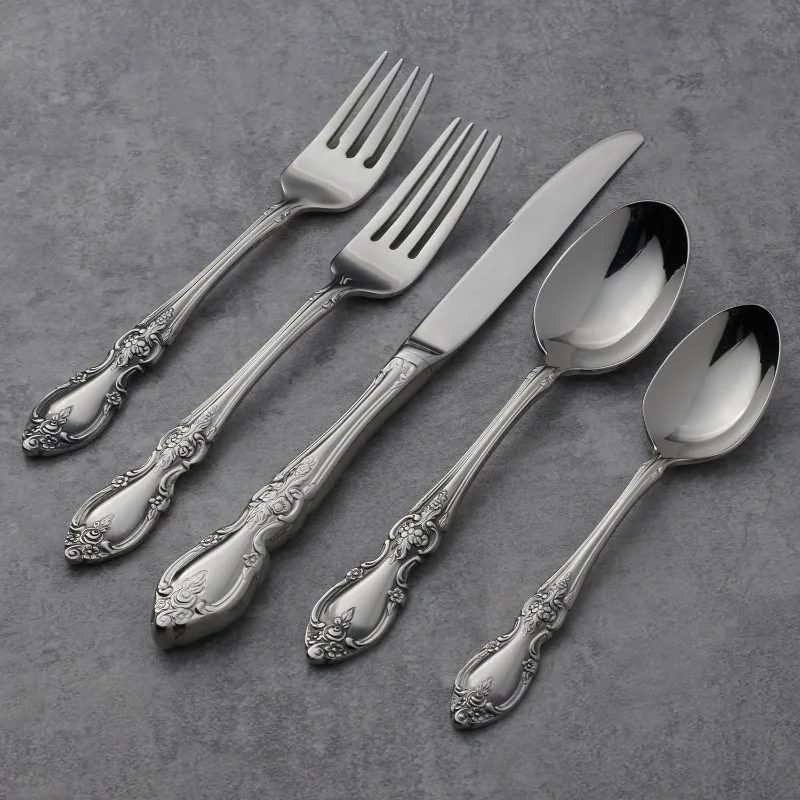 Oneida Louisiana 45 Piece Fine Flatware Set 18/10 Stainless Steel, Service for 8, Silver   pot set