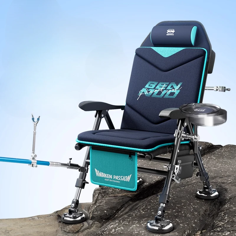 

CD20: Blue Fishing Chair, Sunshade and Reclining, All-Terrain Outdoor Fishing Gear, Durable, Comfortable Long-Sitting Chair