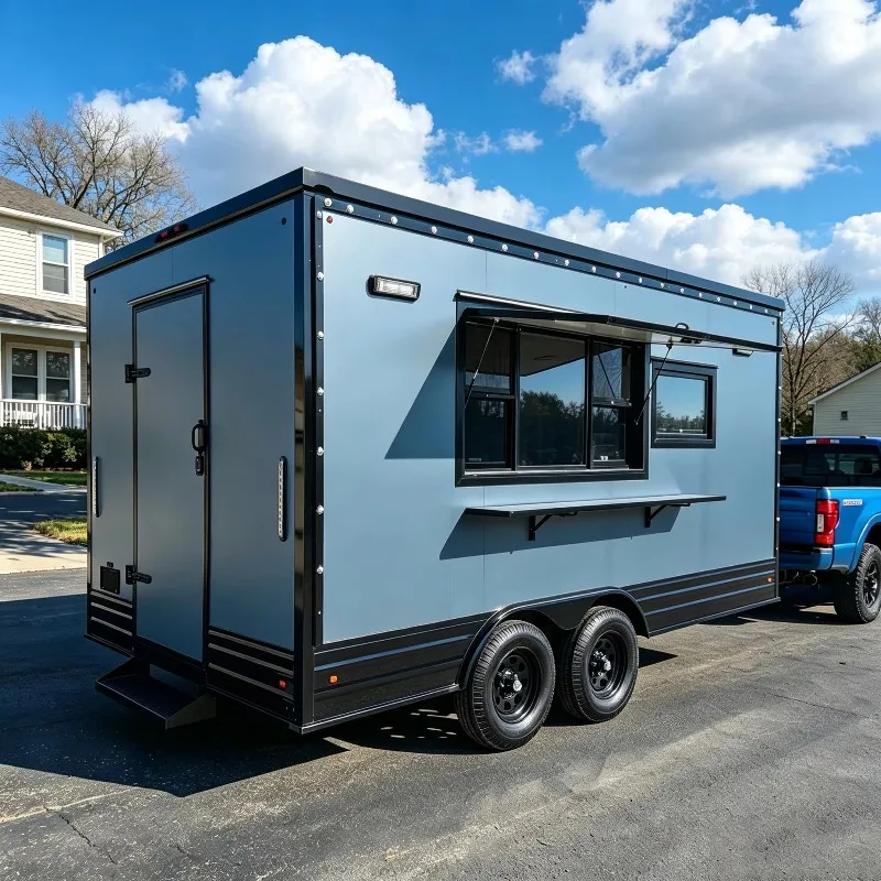 Prefab Mobile Food Trailer Fully Equipped Mobile Kitchen Enclosed Double-Axle Food Truck HotDog Pizza IceCream Truck for Sale