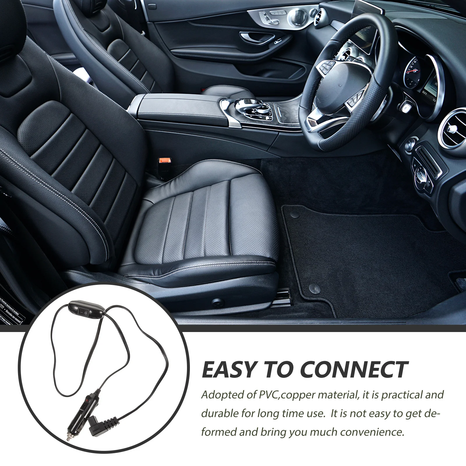 

Car Fridge Power Supply Cord 12V Mini Fridge Power Cable Stable Output Durable Copper PVC Easy to Use Car Refrigerator Adapter