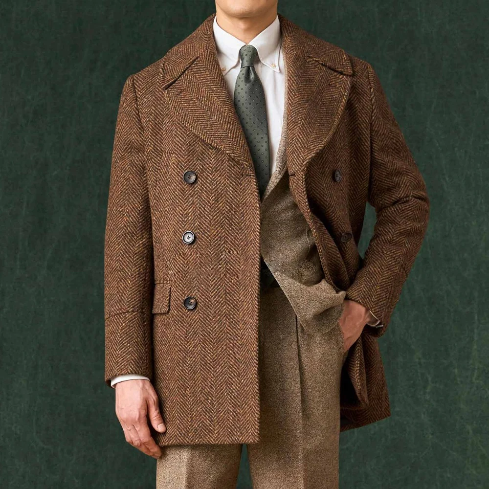 

Only Jacket 1PCS Men's Jacket Woolen Herringbone Jacket Mens for Man Luxury Blazers New in Suit Male Elegant Coats Suits & Top