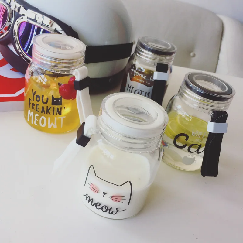 Creative Cartoon Ball Glass Portable Cat Portable Stand Transparent Water Cup Kitchen Items Bulk Clear Water Bottle Drinkware