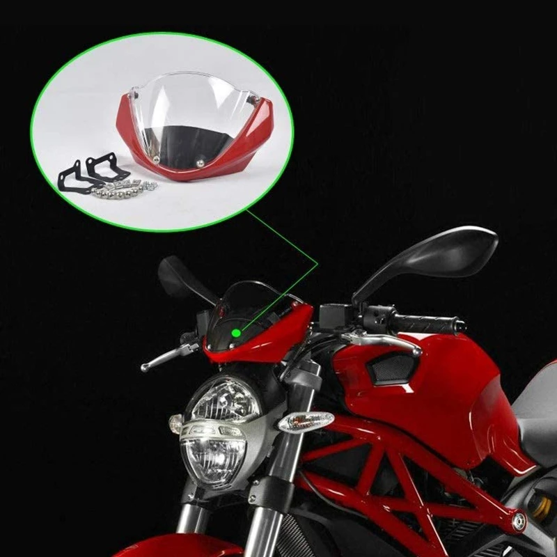 Red Windshield Fairing for Ducati Monster - usage example