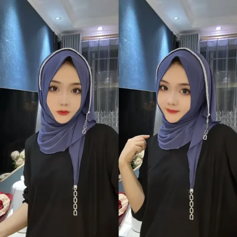 Wraps Head Moslem Women Rhinestone Diamonds Soft Hijabs