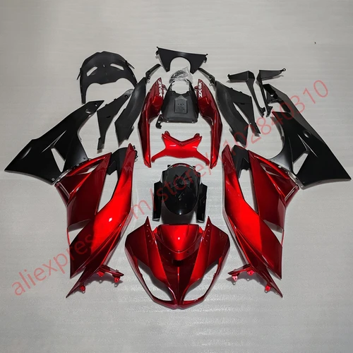 カワサキ 636 ZX6R 2009 2010 2011 2012 赤黒オートバイフェアリング ZX 6R 09-12 アフターマーケットフェアリングキット
