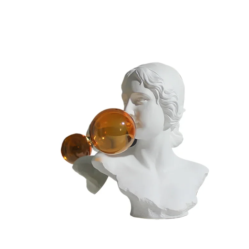 Nordic creative figures blowing bubble ornaments, homestay model room entrance living room art storage