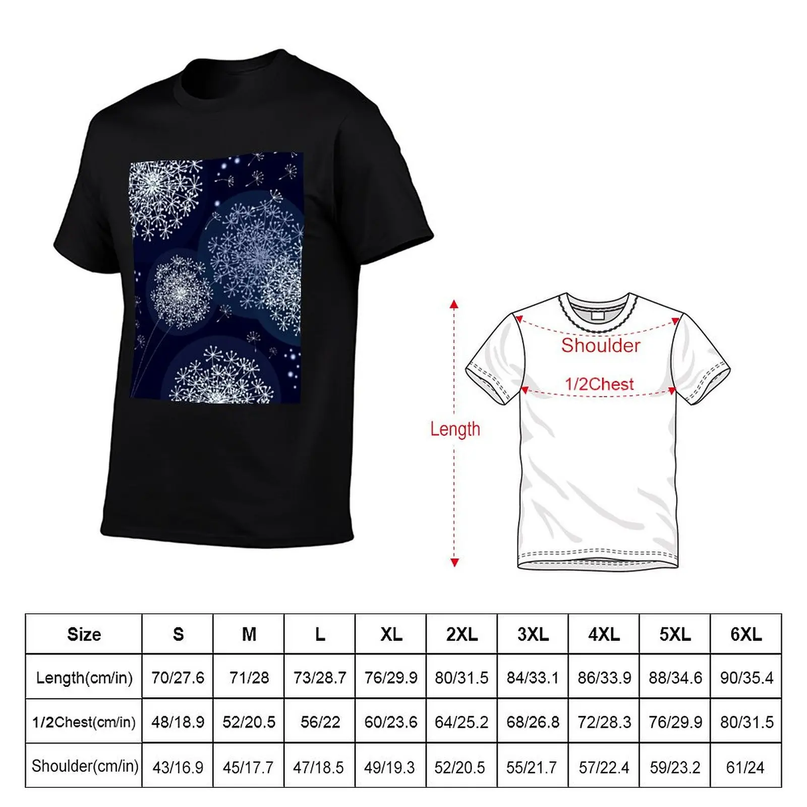 MIDNIGHT DANDELION by MS T-Shirt anime clothes blacks mens big and tall t shirts