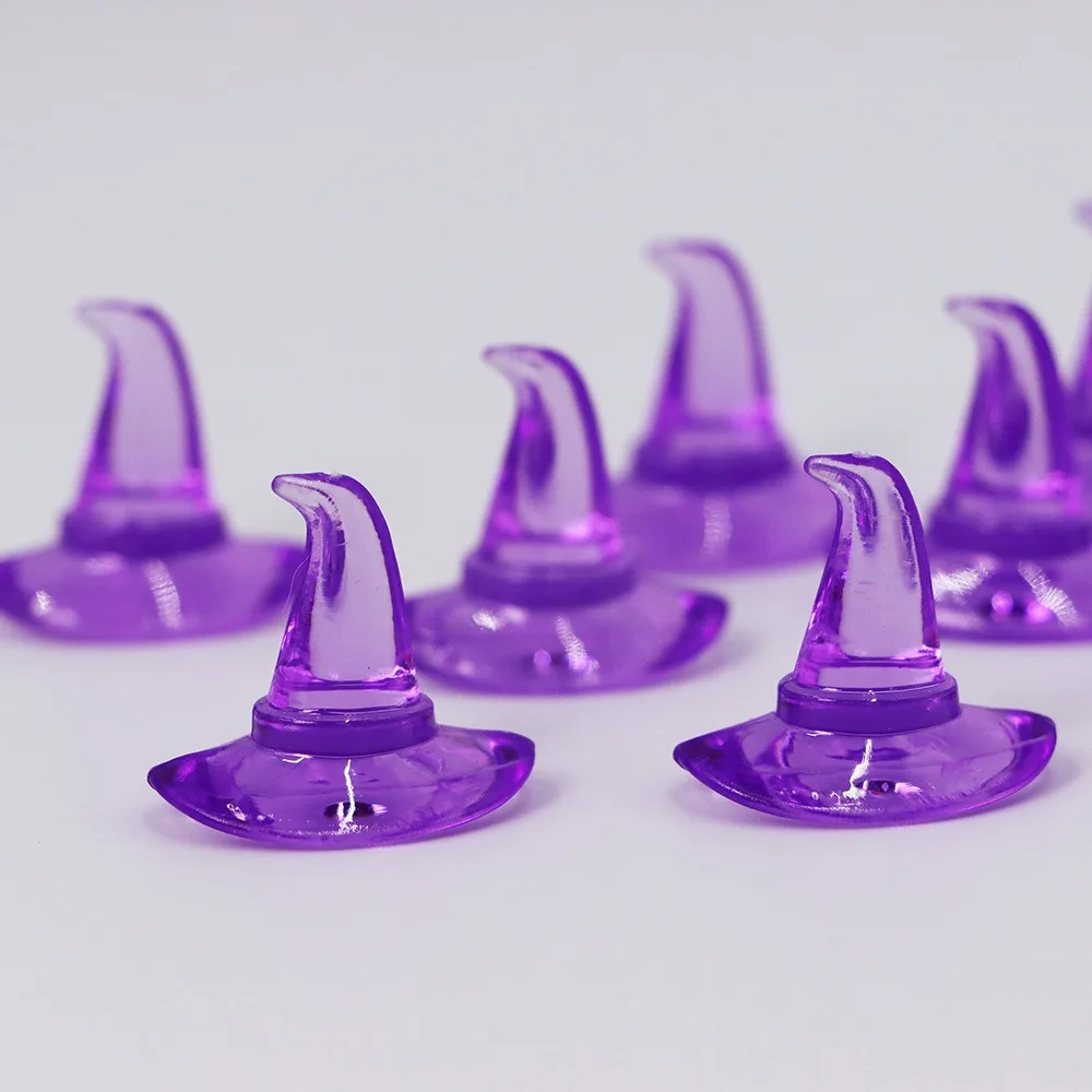 

Camal 20pcs 22x25mm Purple Acrylic Wizard Hat Model Toy Ornament for Halloween Party Horror Tricky Prop Desk Haunted House Decor