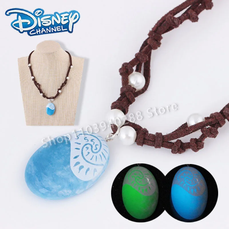 Disney Moana Necklace Cute Anime Hand-woven Luminous Pendant Cosplay Props Charms for Jewelry Girl Funny Christmas Gifts