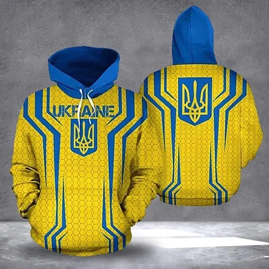 Ukraine Flag Custom 3D Printing Hoodie Zipper Hoodie Men Women Pullover Sweatshirt Hooded Jacket Casual Retro 3D Hoodie