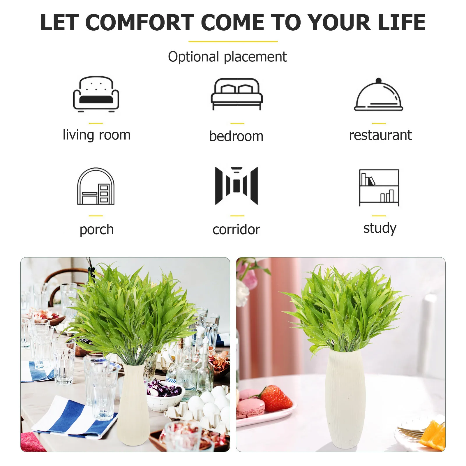

6pcs Artificial Bunches Simulation Flower Ornament Home Indoor Decor Plastic Plants Bedroom Living Room Wedding Party Photo Prop