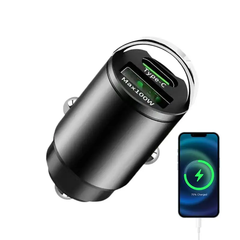 100W USB Car Charger Duals Ports Fast Charging Car Phone Charger For iPhone SamsungXiaomi Quick Charge 3.0 Type C Charger In Car