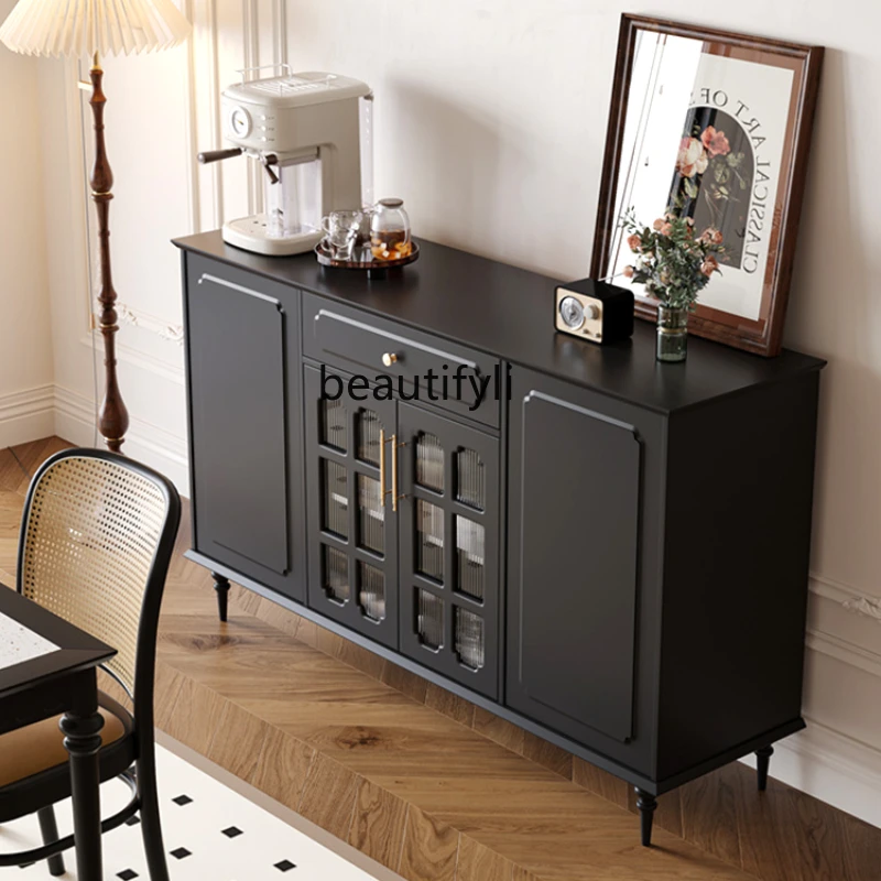 American Retro Modern Minimalist Storage Sideboard Cabinet Black Mid-Ancient Multi-Functional Tea Cabinet