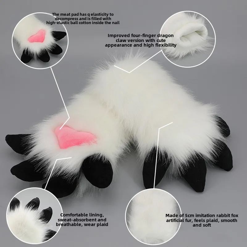 Handmade Fursuit Claw Kig Gloves Dragon Claw Comic-Con Cosplay Glove Character Stage Costume Role Play Performance Prop Kid gift