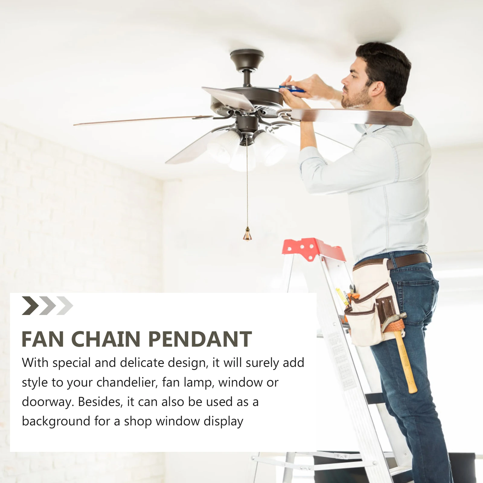 

Ceiling Light Pull Chain Extender High Quality Glass Reflective Sturdy Trustworthy Tool for Pendant Lamps Fans