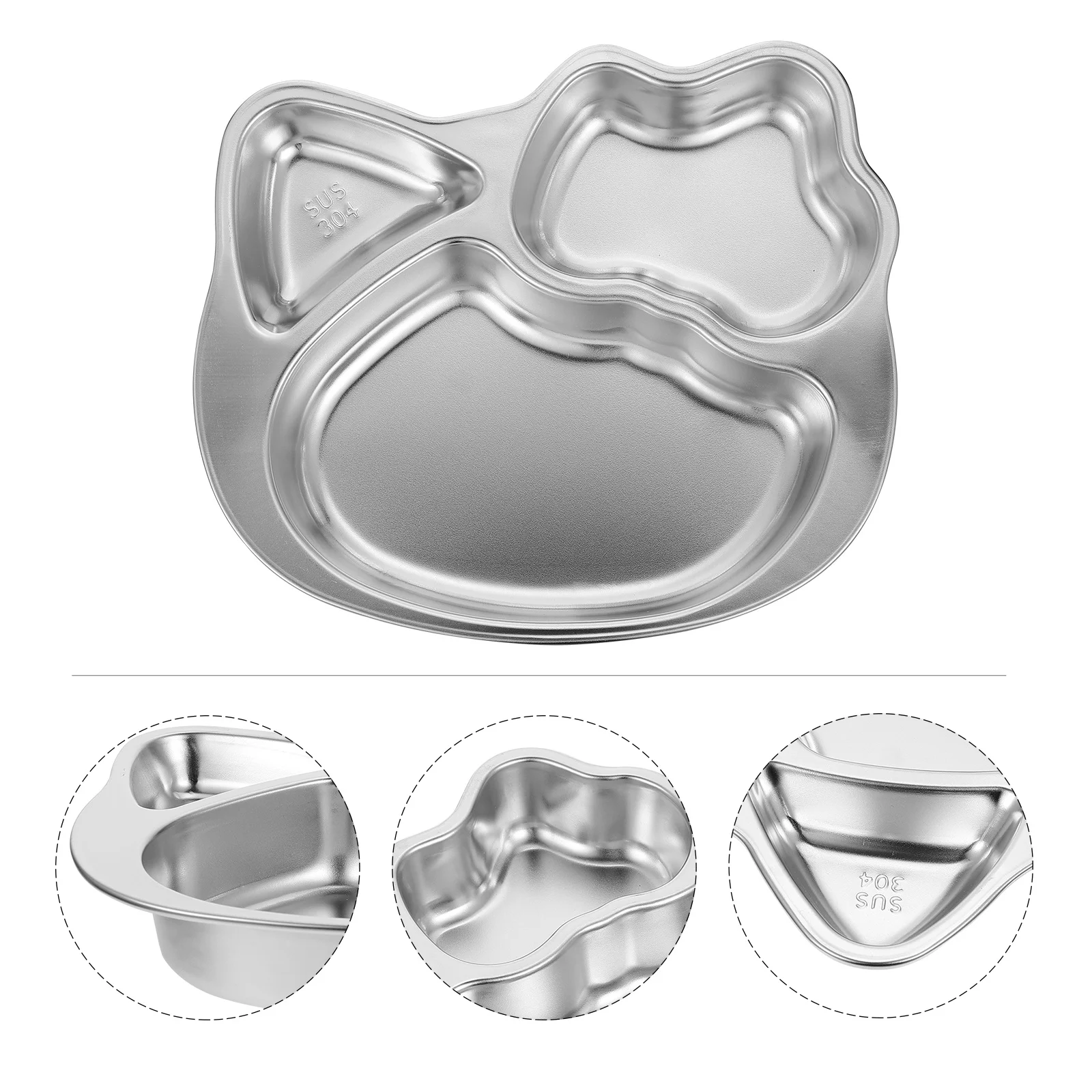 

1Pcs 304 Stainless Steel Baby Compartment Plate Sturdy Trustworthy Tool for Selffeeding Toddlers Stainless Steel Dinner Plate