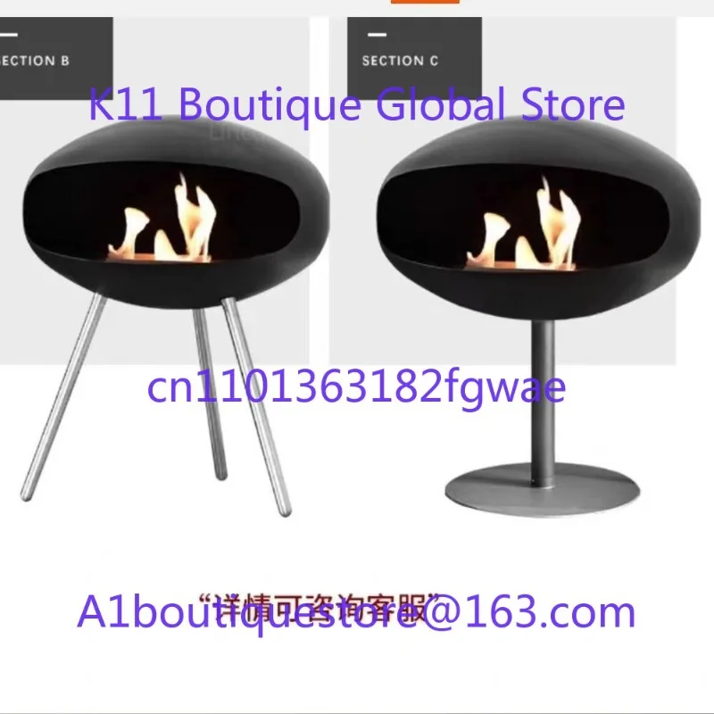 Standing Fireplace Artist Household Alcohol Fireplace Real Fire Decorative Brazier Wooden Feet Metal Feet Two Optional