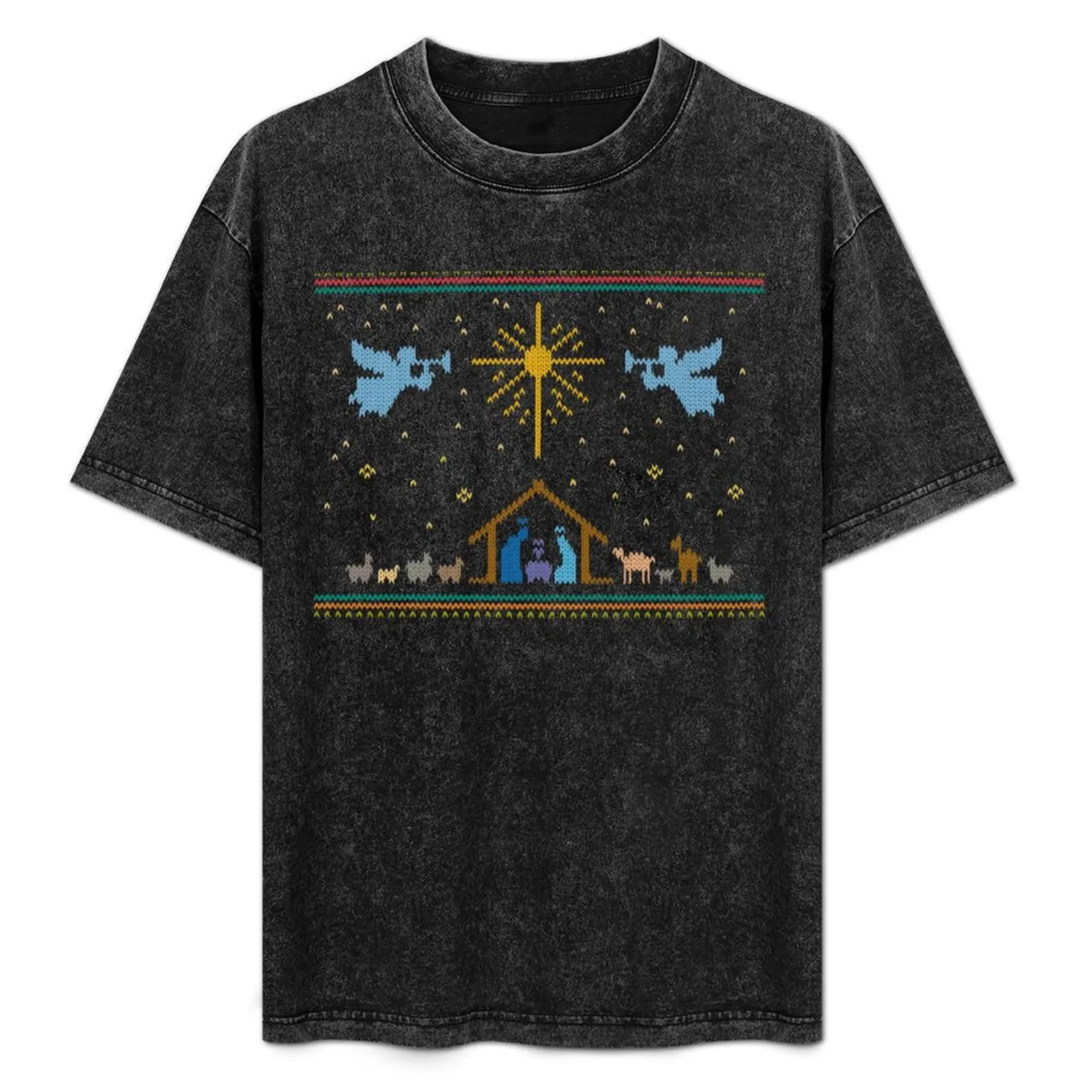 Knitted Nativity - Ugly Merry Christmas Sweater Knit Manger T-Shirt customizeds cute tops mens graphic t-shirts pack